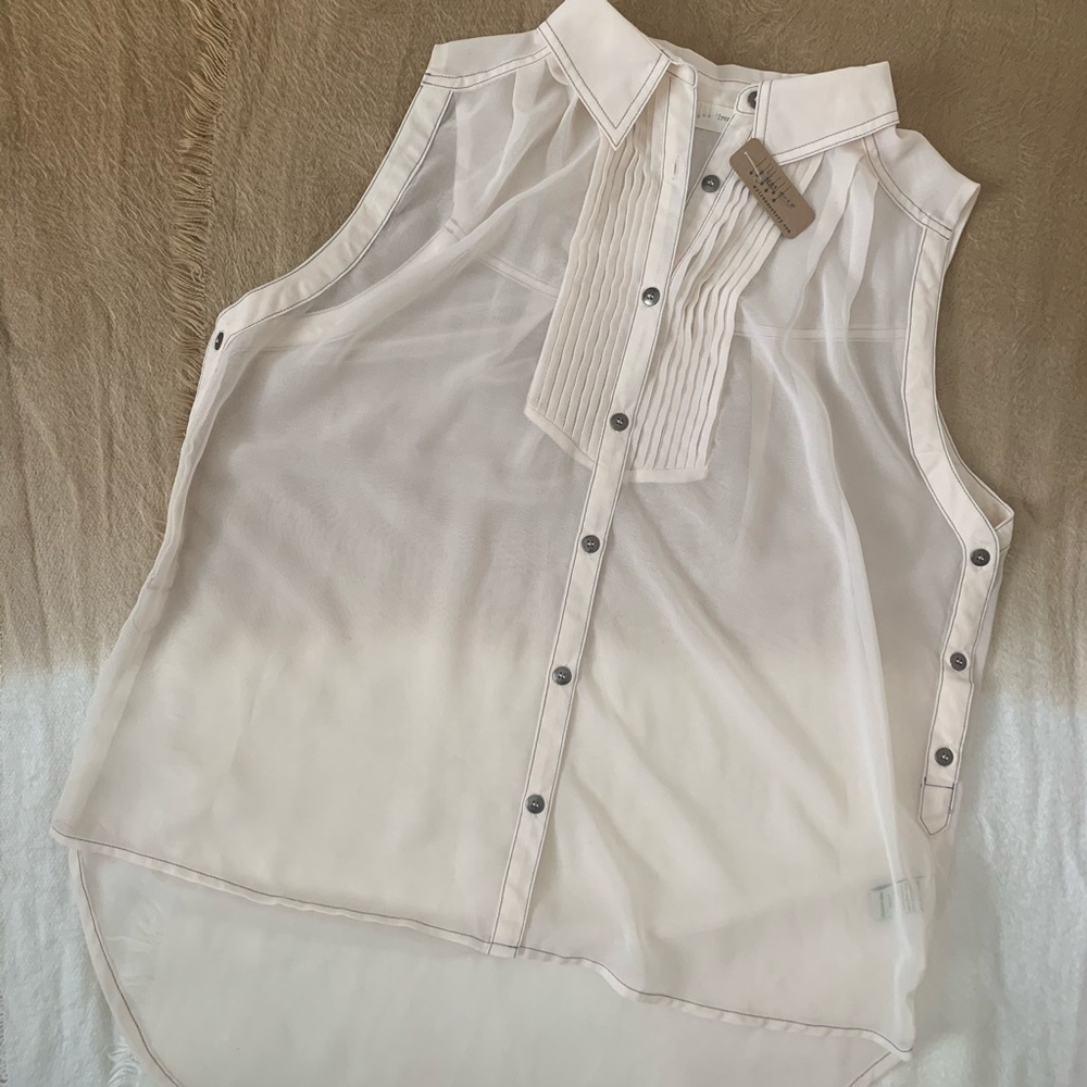 Irene Story Sheer Button Down Top